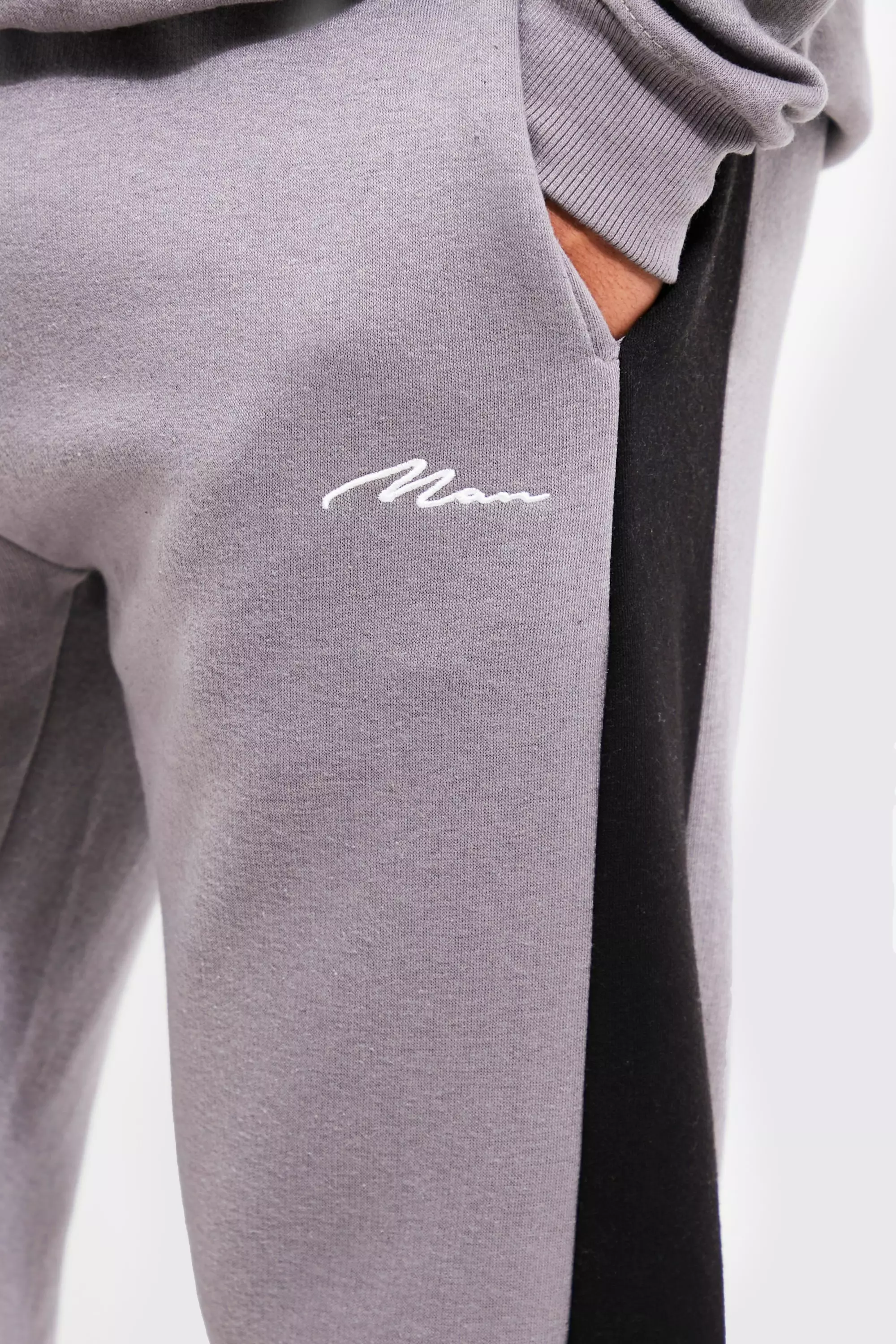 Tall Script Colour Block Sweater Tracksuit boohooMAN USA